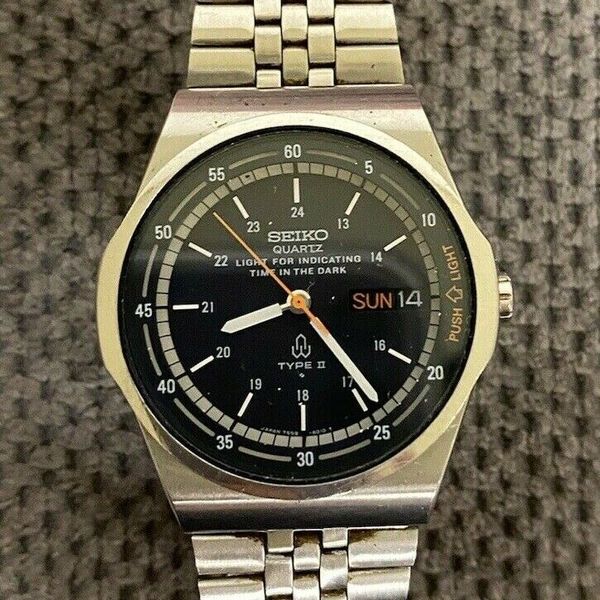 VTG Seiko Men's Type II Watch Black Dial 7559-601A Quartz Movement