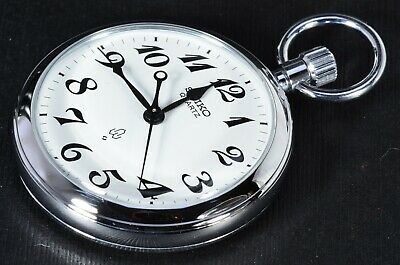 Montre De Poche Seiko Quartz Railway 7C11 0010 - Modèle De Juin 1995, Cadran Blanc, Argentée