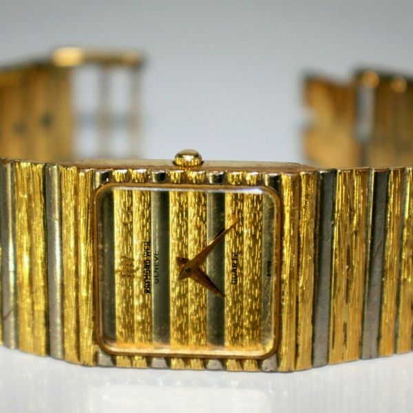 Vtg Raymond Weil Geneve 9056 Two Tone 18k Gold Electroplated 24mm