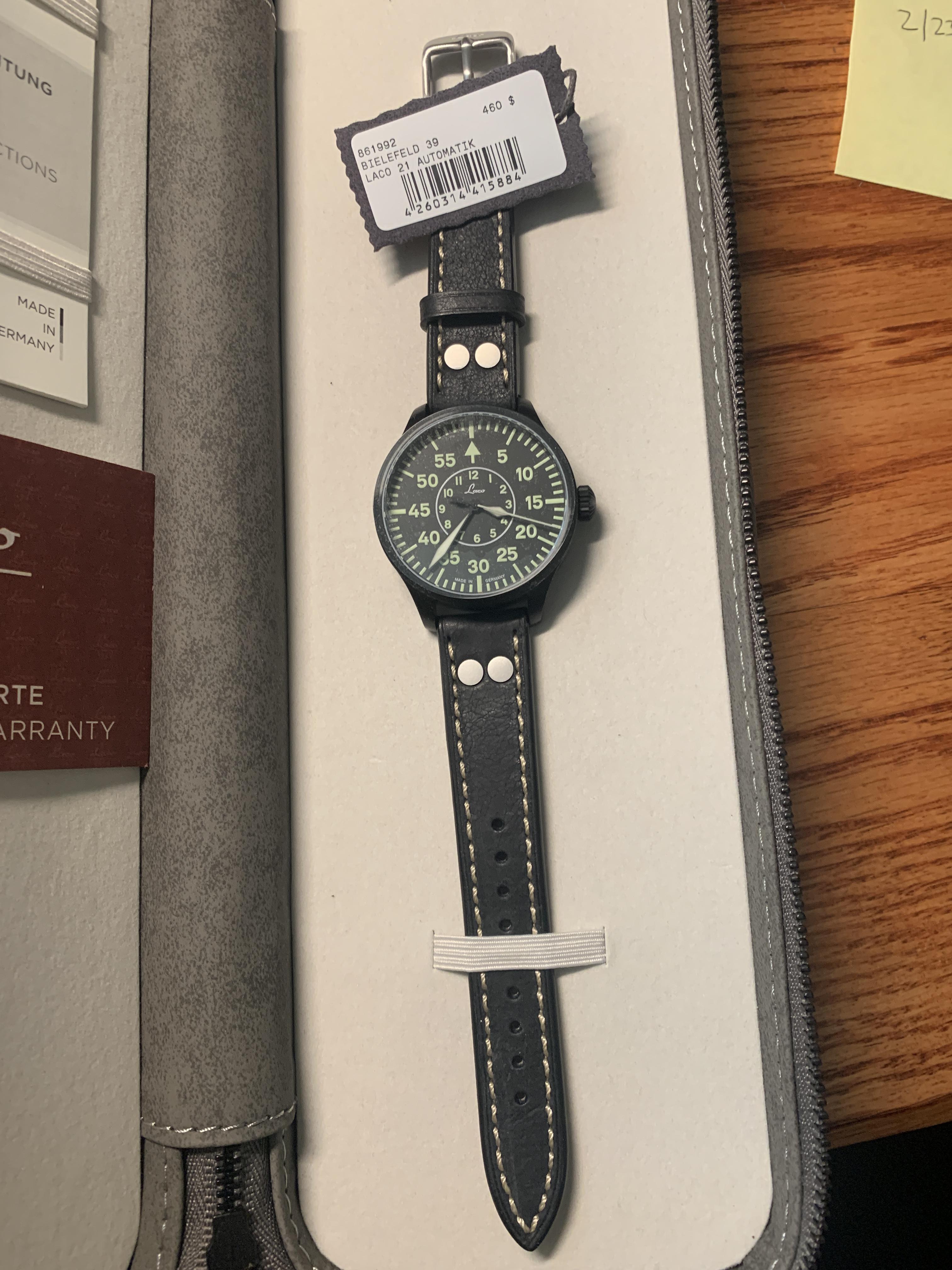 WTS Laco Bielefeld 39mm Black PVD Case Brand New 350