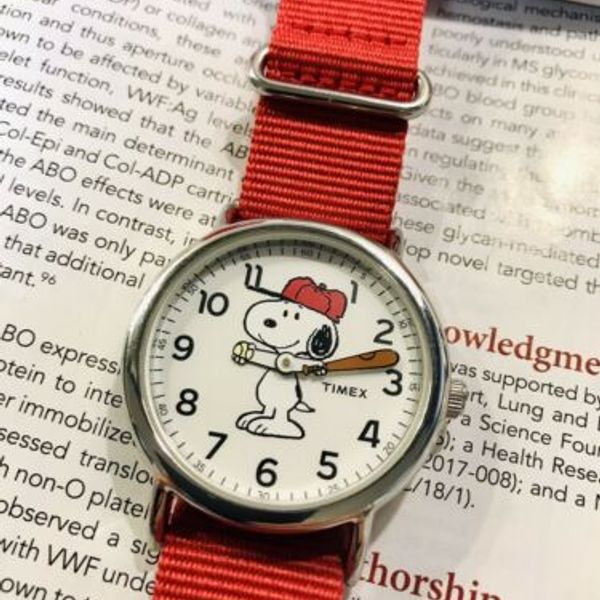 TIMEX X PEANUTS Snoopy Baseball Watch Weekender Quartz Indiglo