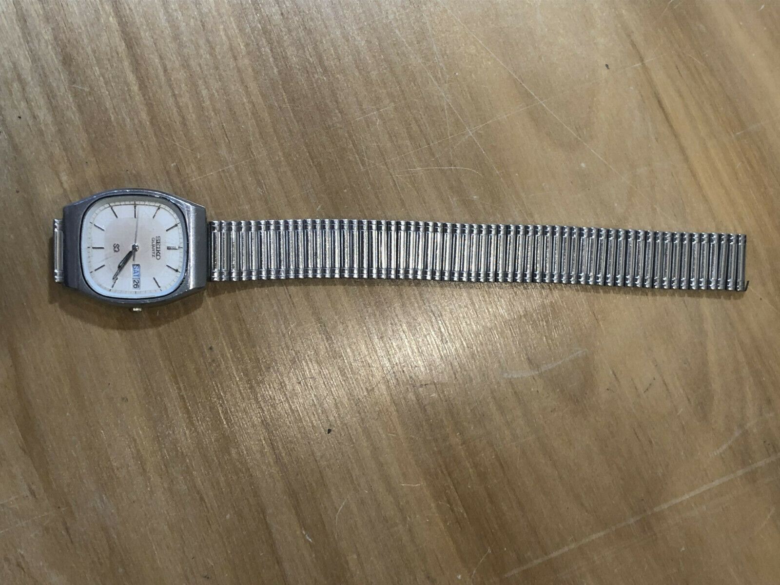 Vintage Seiko SQ Rectangular Stainless Steel Quartz Wrist Watch