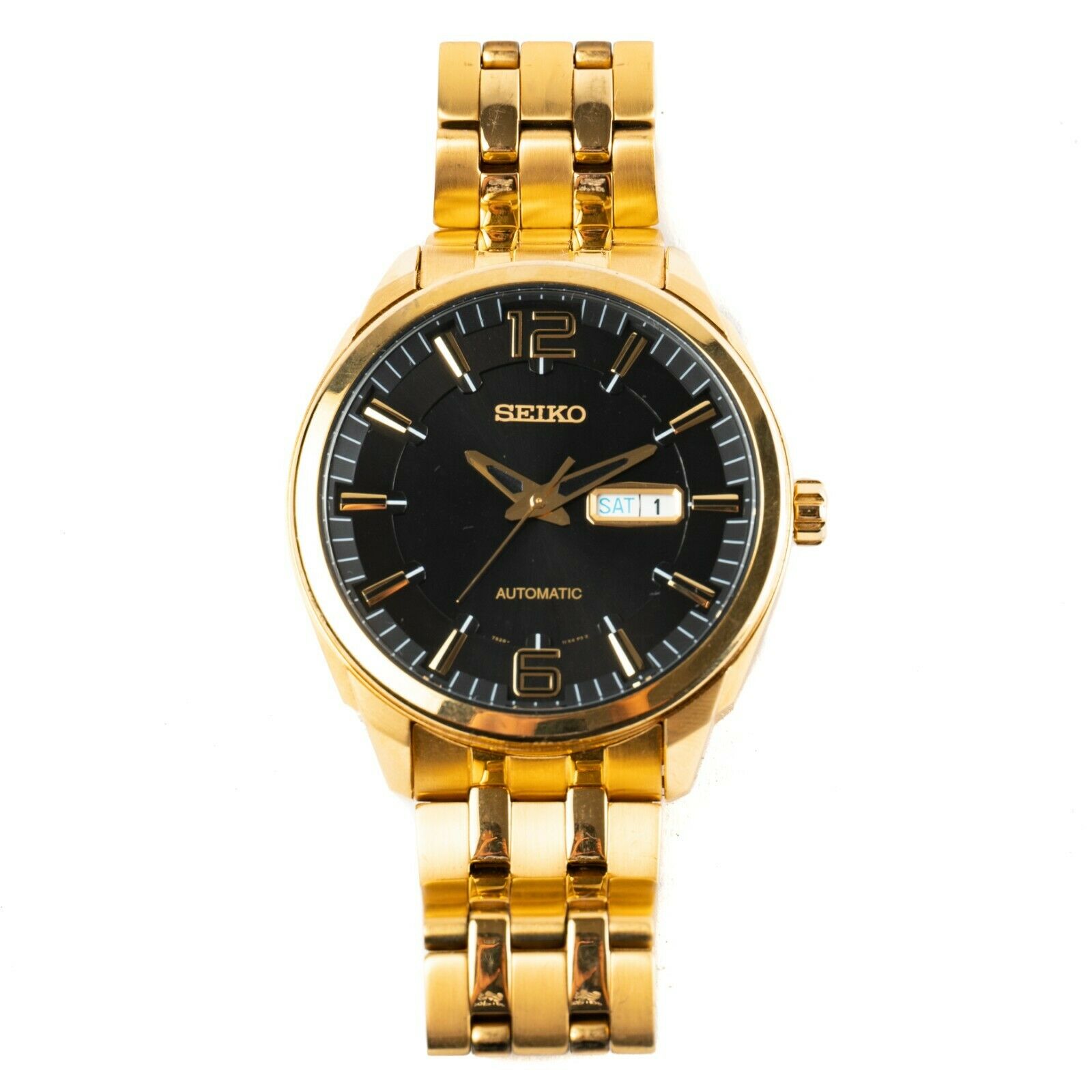 Seiko Recraft Automatic SNKN48 Gold Tone Men's Wrist Watch 7S26-04H0 Black  Dial | WatchCharts