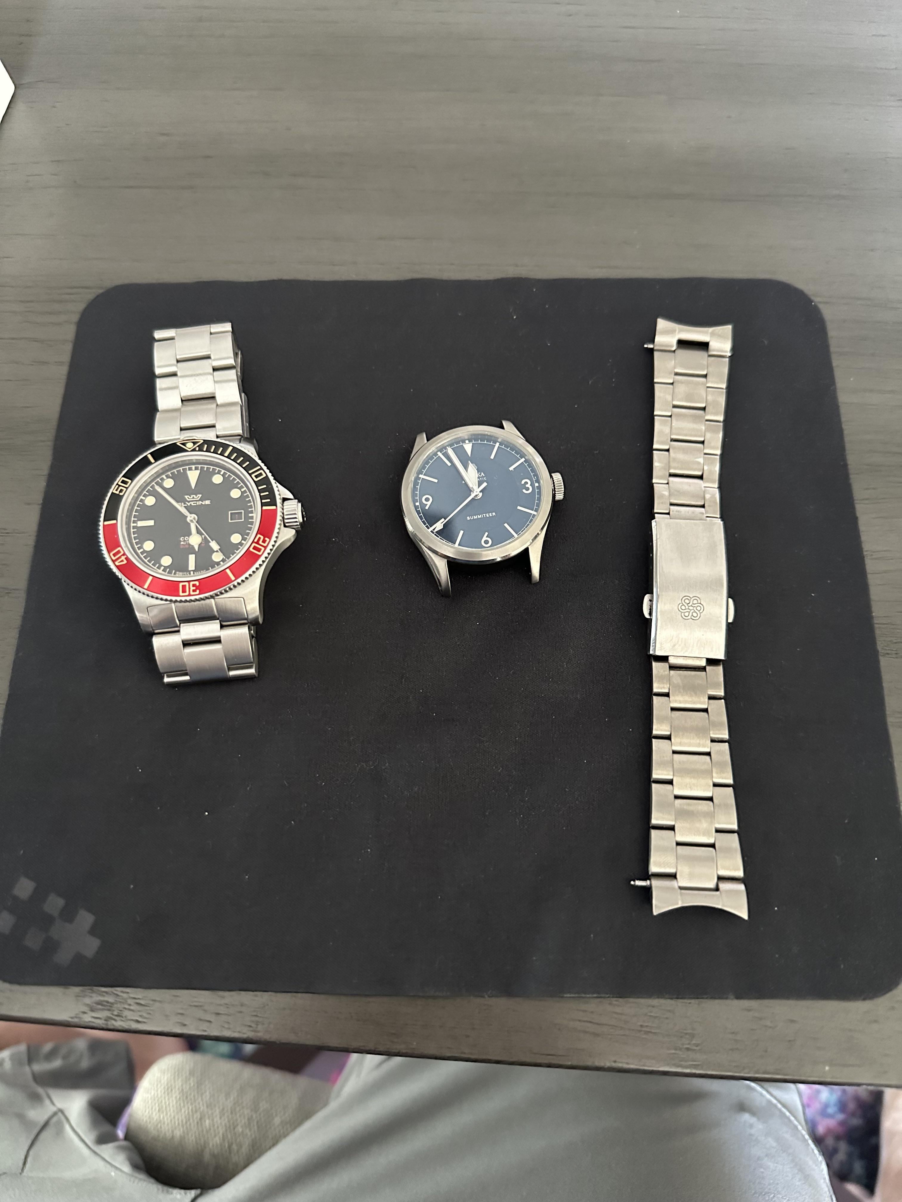 WTS 42mm glycine combat sub 38mm traska summiteer both need new