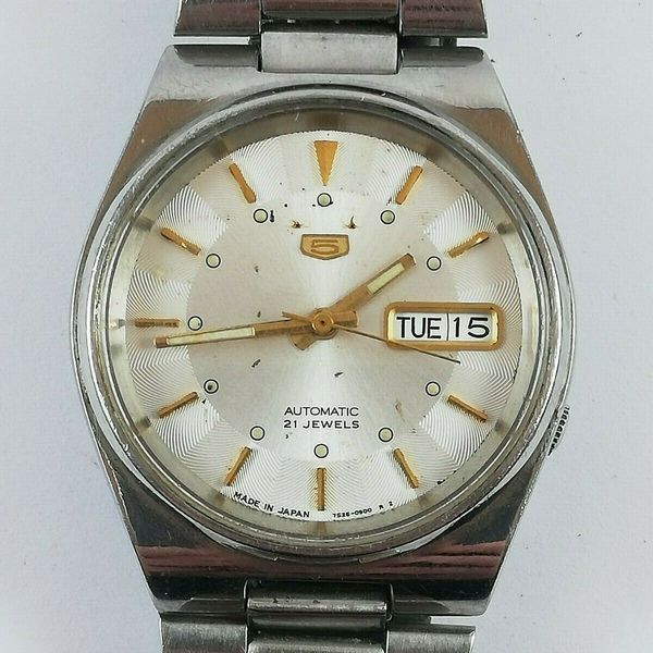 Vintage SEIKO 5 7S26-3130 Automatic 21 Jewels Japan Watch Working 