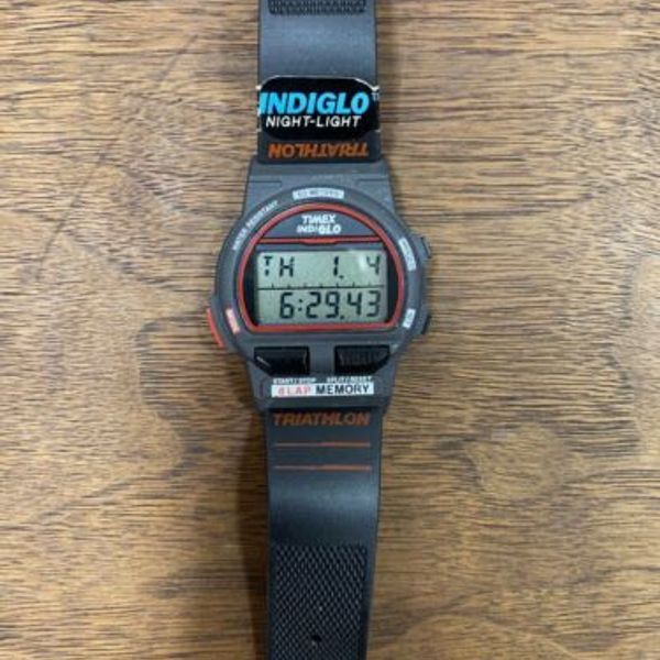 Vtg 90s Timex Triathlon Indiglo Watch 8 Lap 50 Meter Water Resistant ...