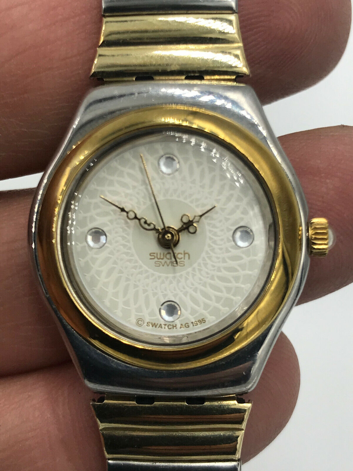 Swatch IRONY REVERENCE シルバー✕ゴールド 腕時計 Swatch Watch Irony REVERENCE YSS100B Women's Stretch Band 2