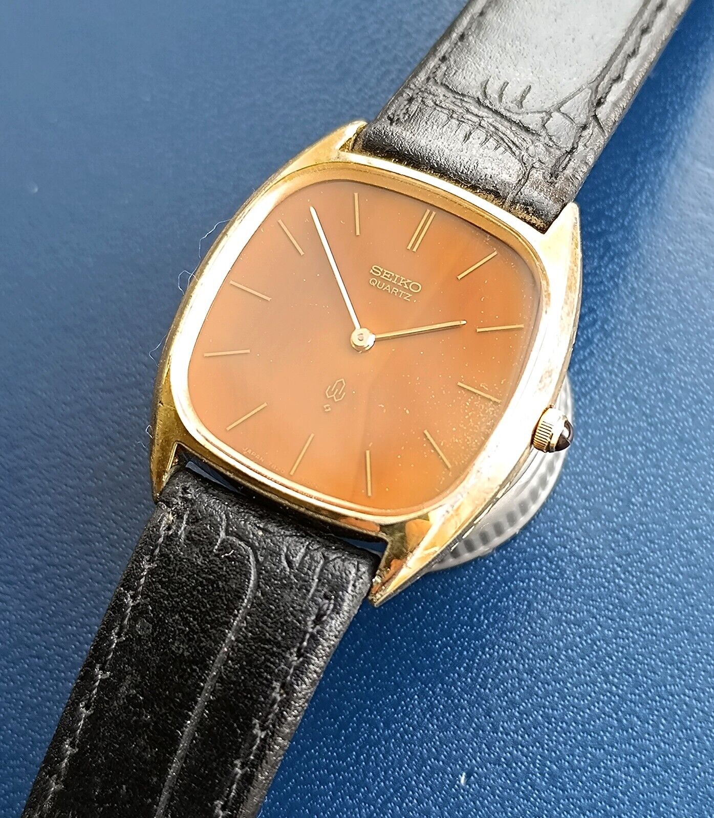 Seiko Slim 7820-5000 Jul 1979 Gold Brown Mens Dress Watch JAPAN