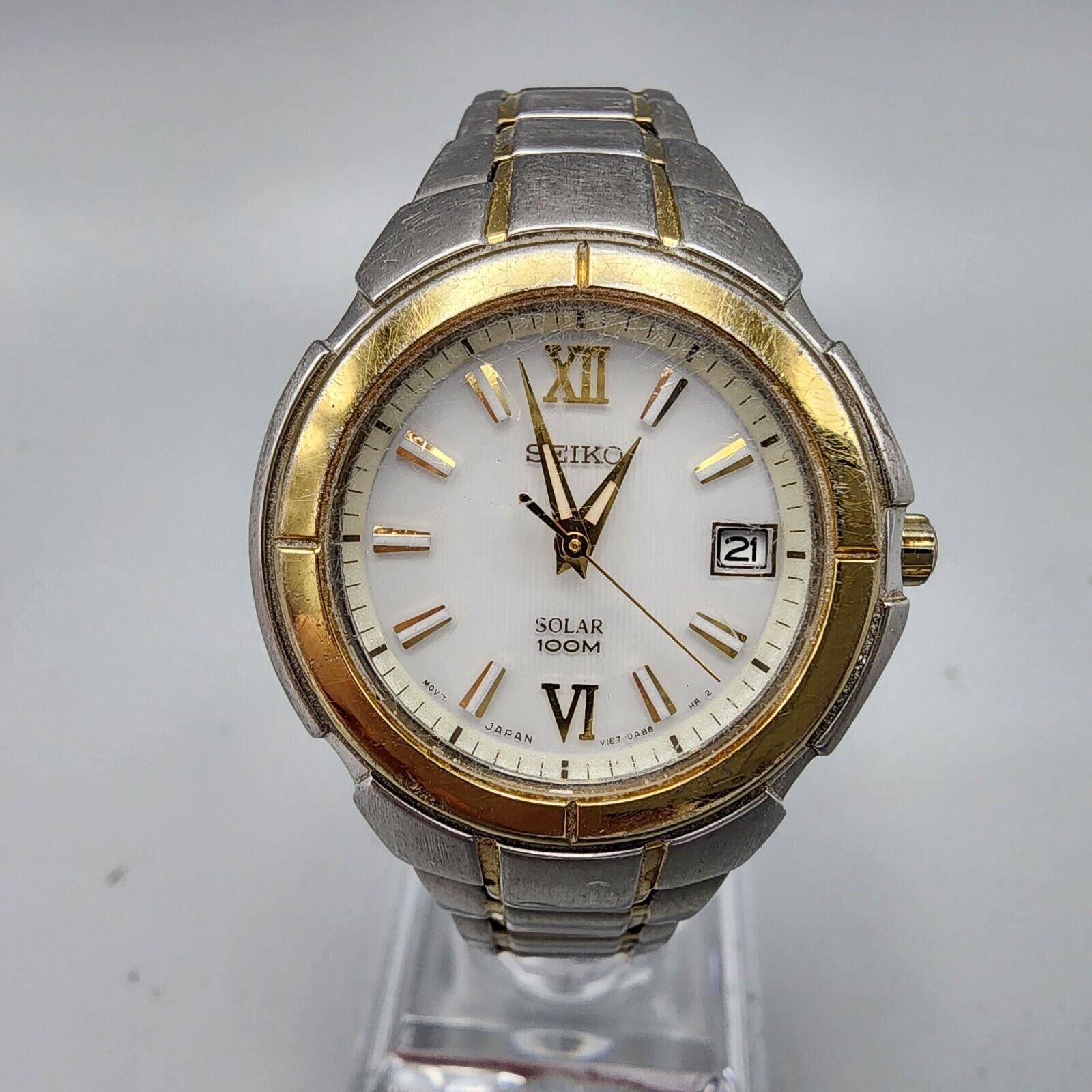 Seiko solar hot sale 100m gold