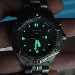 NICE&RARE SEIKO AGS TITANIUM KINETIC 5M23-7A31 STARFISH SCUBA 200M