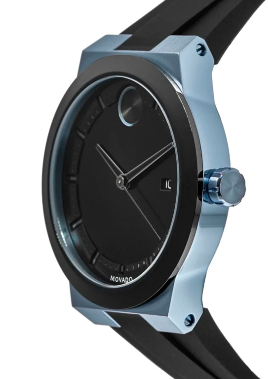 MOVADO BOLD 3600626 BLUE FUSION SERIES BLACK DIAL & SILICONE STRAP