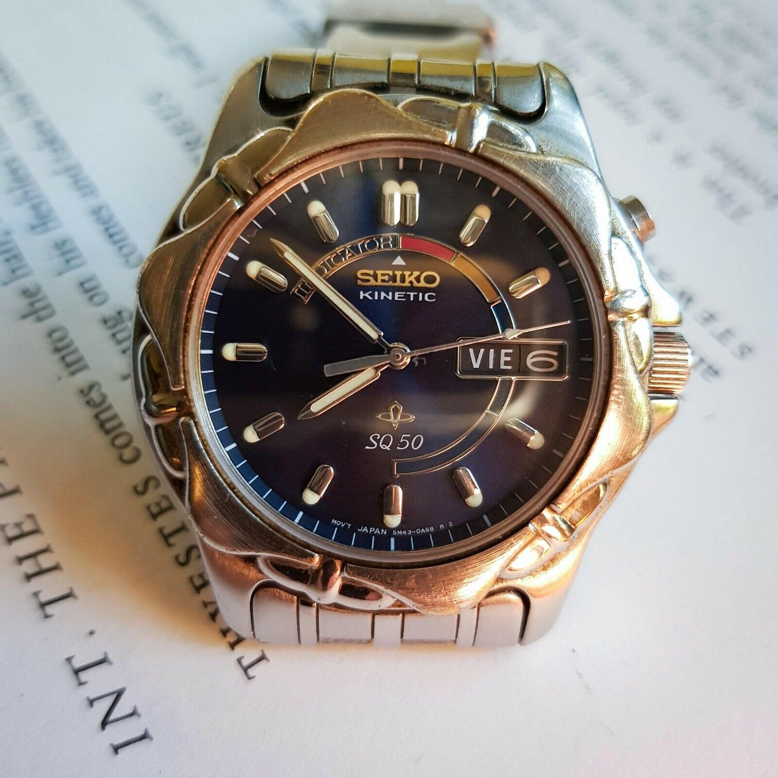 Vintage Seiko Kinetic SQ50, men's watch Working, 5M43-0A50