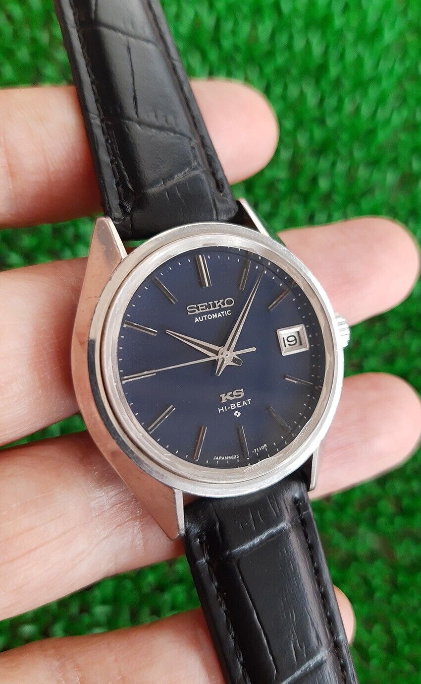 RARE VINTAGE KING SEIKO HI-BEAT 5625-7110 BLUE DIAL AUTOMATIC 25