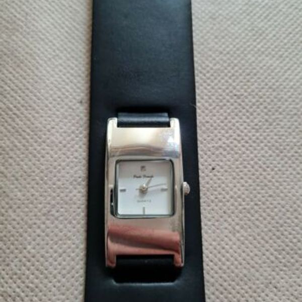 Paulo Franchi Ladies Quartz Watch. Black Leather Strap, White Dial ...