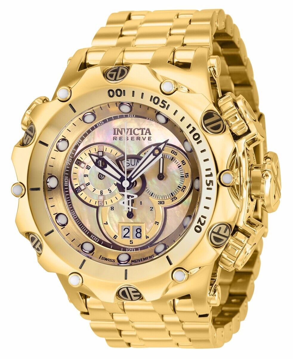 Invicta Reserve Venom Shutter Mother of Pearl Dial Men s Gold