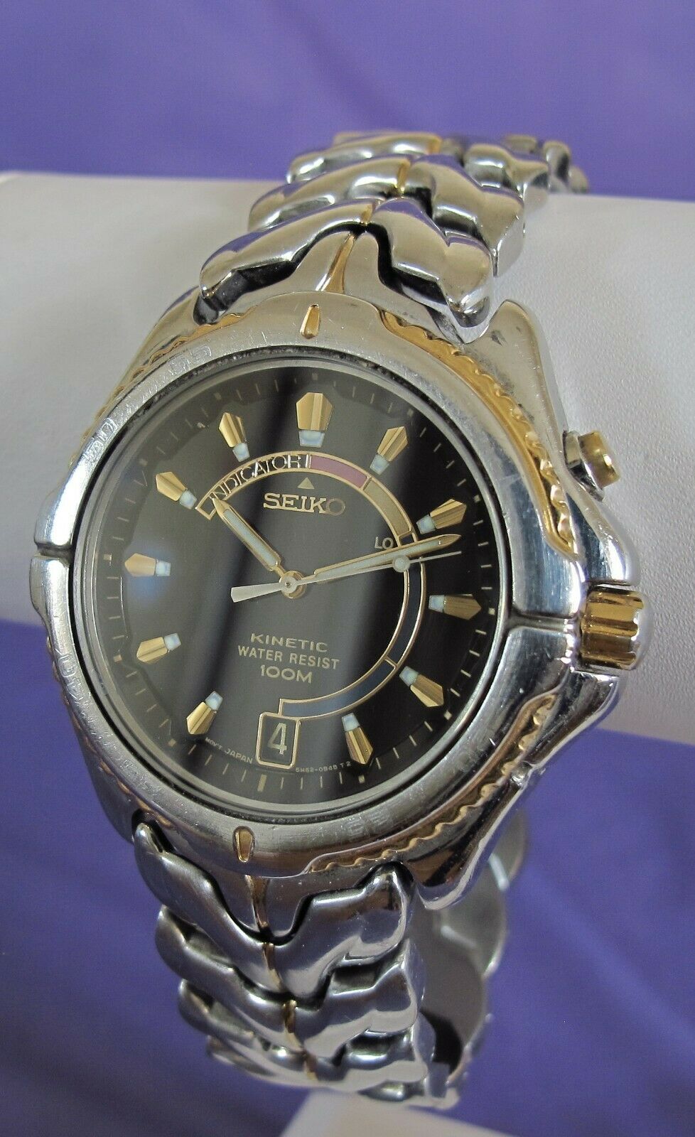 Seiko Kinetic 5M62-0B40 Sapphlex Crystal 10 bar SS bracelet watch for Men  Vtg | WatchCharts