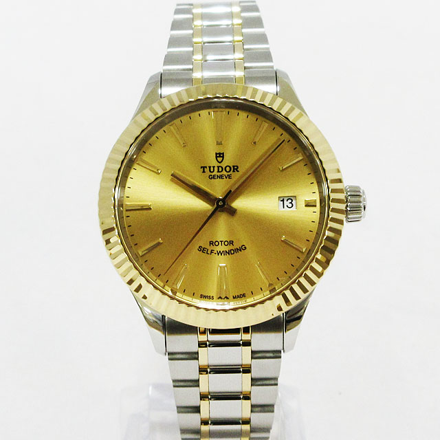 [TUDOR] Tudor watch style date yellow gold bezel dress watch gold silver combination 38mm men's