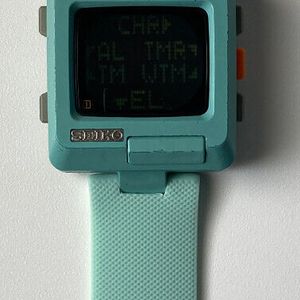 Vintage 1990's SEIKO TIMETRON Watch W853-4000 Blue square Vintage 1990's SEIKO TIMETRON Watch W853-4000 Blue square