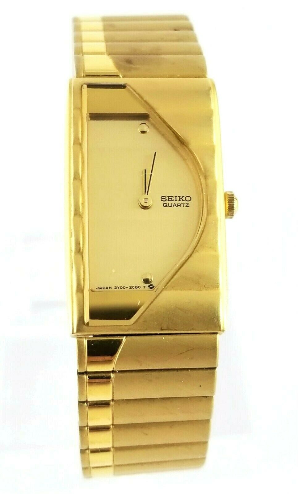 Seiko Gold Tone Rectangular Vintage Quartz Watch 2Y00-5G10 Womens Vintage seiko 2y00 ladies - Gem main image 3