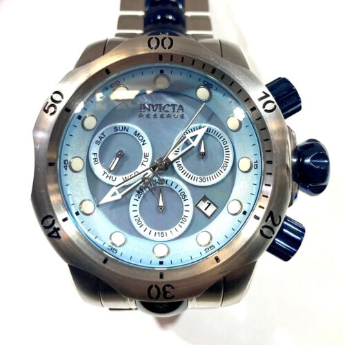 Invicta 54mm Venom Swiss Reserve Chrono Blue MOP Dial Silver Blue