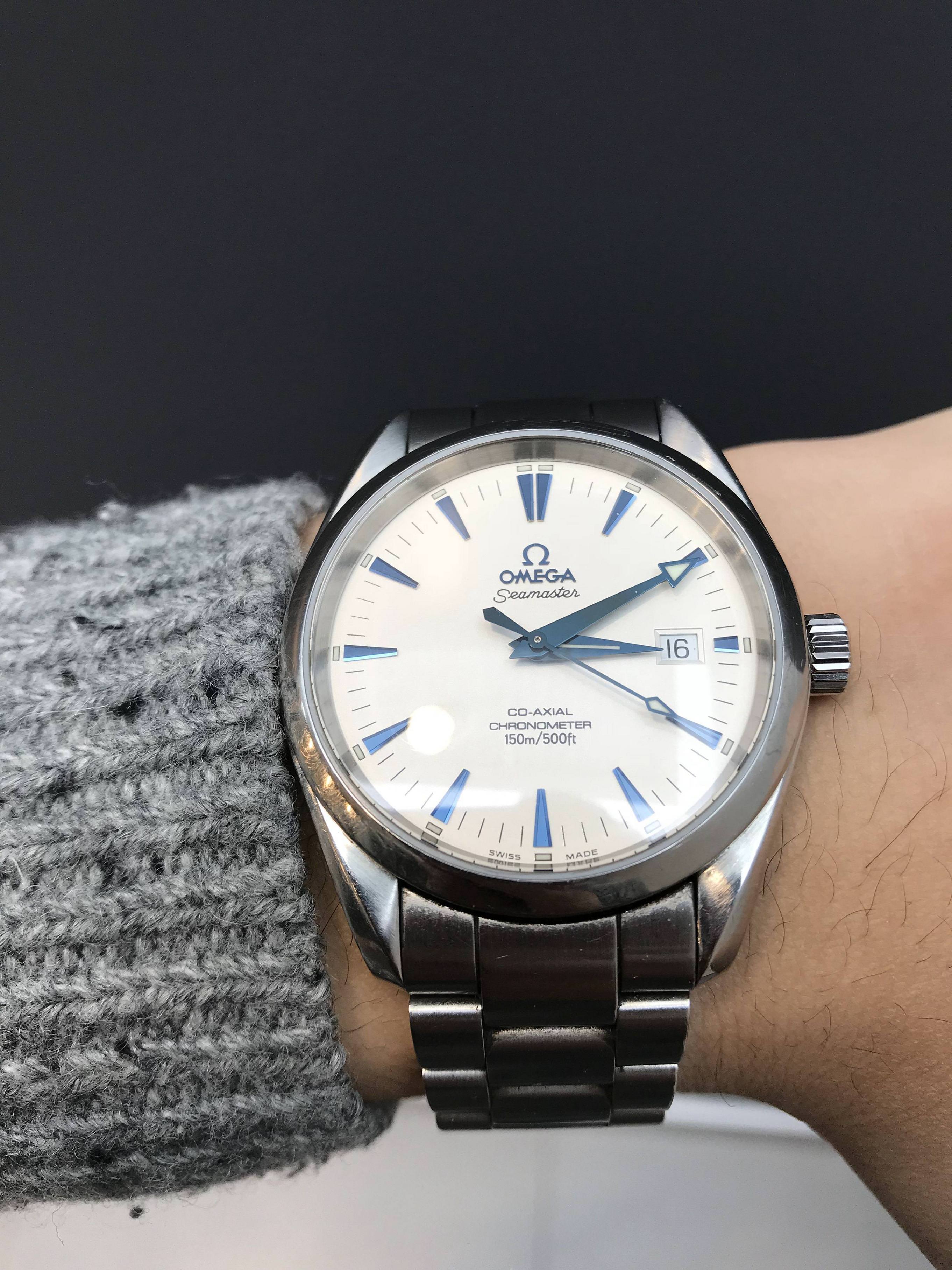 WTS WTT Omega Aqua Terra White Dial Blue Indices 2503.33