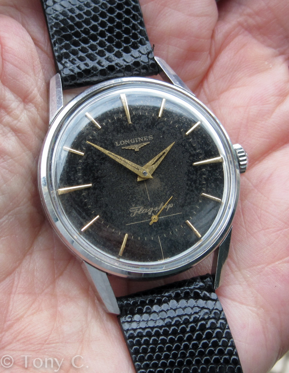 FS Vintage Longines Flagship with Rare Original Black Dial