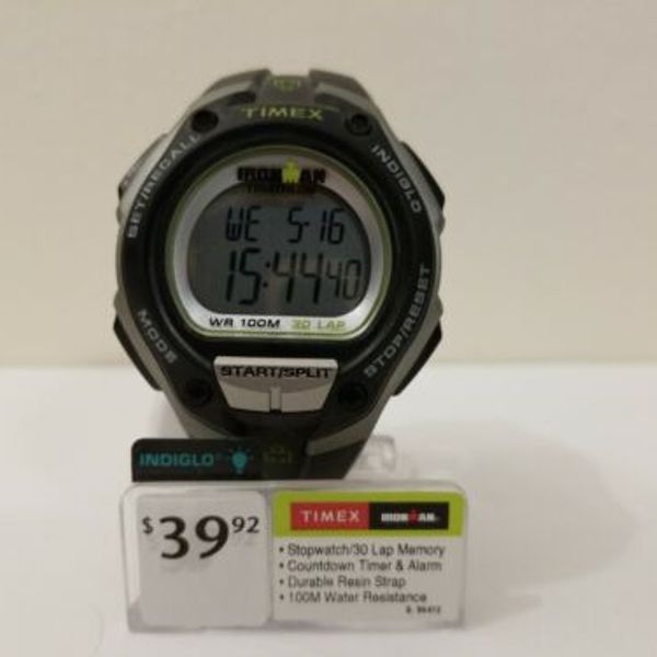 Timex T5K412, Men's "Ironman" Resin 30Lap Watch, Alarm, Chronograph
