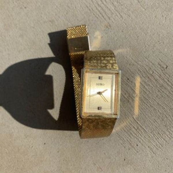 Seiko 14k GE3676 Gold Watch Diamonds For Parts Not Working Seiko 14k GE3676 Gold Watch Diamonds For Parts Not Working