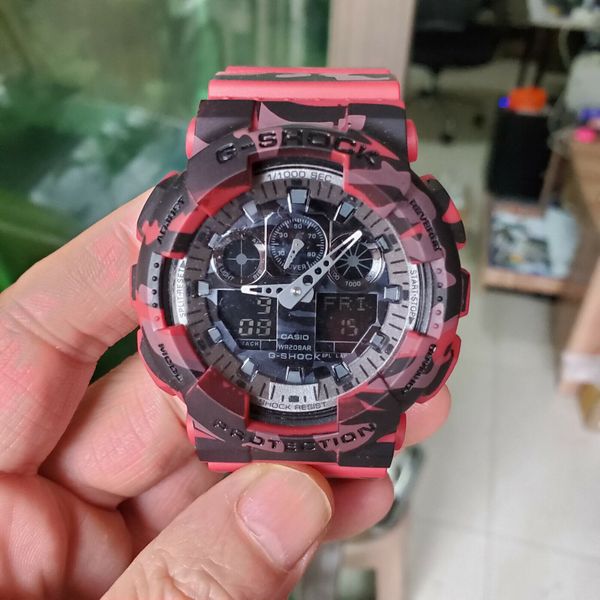 Casio G-Shock GA-100CM-4A Red Camouflage Men's Watch