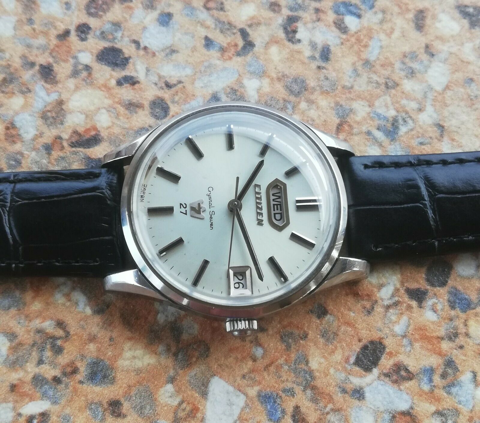 Rare Citizen Crystal Date 27 Jewels automatic case no