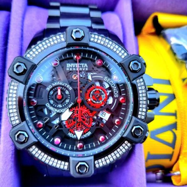 Invicta Reserve Octane 48mm Real Red Ruby & Diamond Rare Chronograph ...