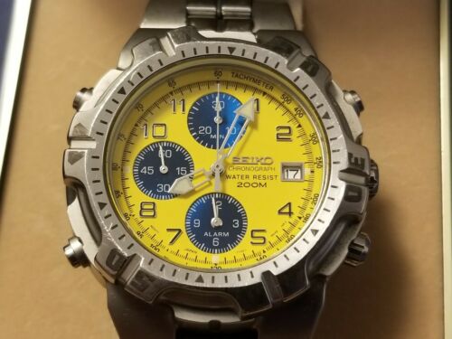 Seiko chronograph 200m yellow face on sale