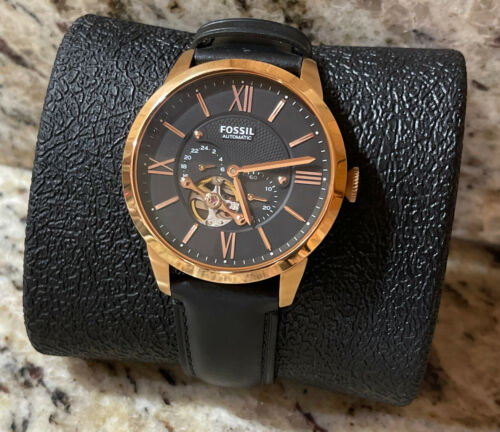 Townsman automatic black outlet leather watch