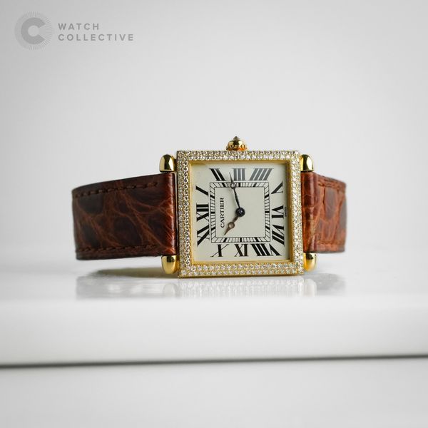Obus Diamond COMPLETE SET Cartier Tank Obus Factory Diamonds Quartz WB800251 ...
