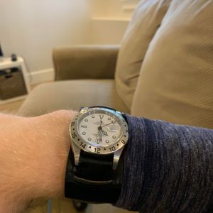Free Shipping】 Watch Santoni brown calfskin leather watch