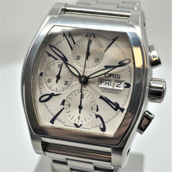 ORIS Automatic Chronograph Miles Tonneau REF:7532 Day-Date Stainless ...