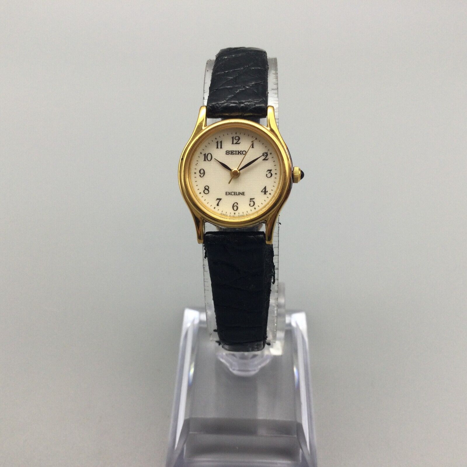 Seiko Exceline Watch Women Gold Plated Round Dial 2J41-0040 New 