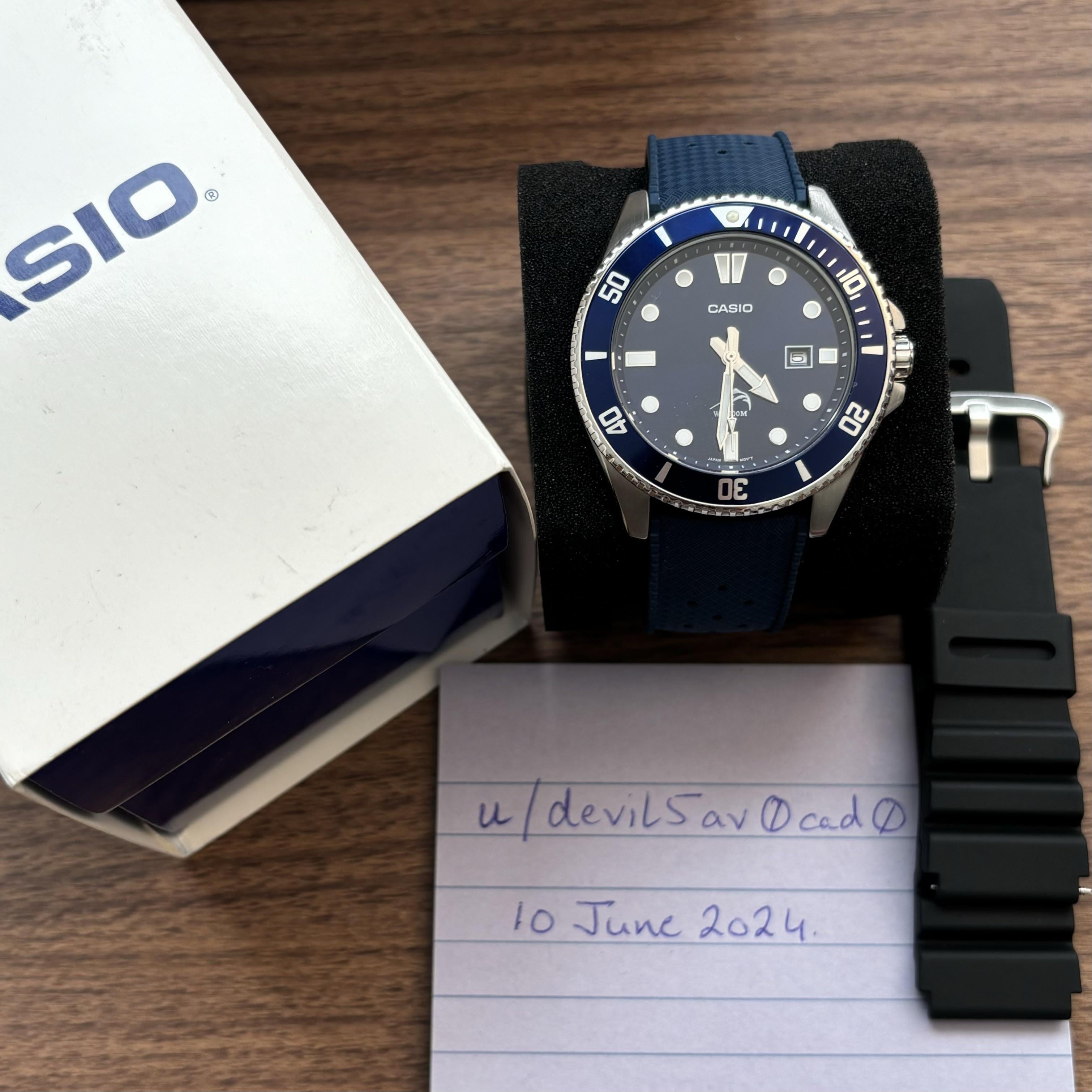 WTS Casio Duro Bluro MDV106 with Tropical Strap WatchCharts Marketplace UK