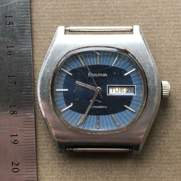 Vintage Bulova N2 1972 Automatic Watch, Blue Two Tone Dial, 11acacb