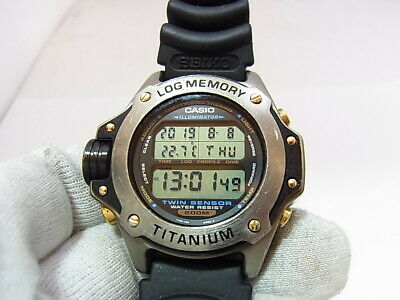 Vintage Casio Digital Watch Dep-700 Titanium Diver Scuba Log