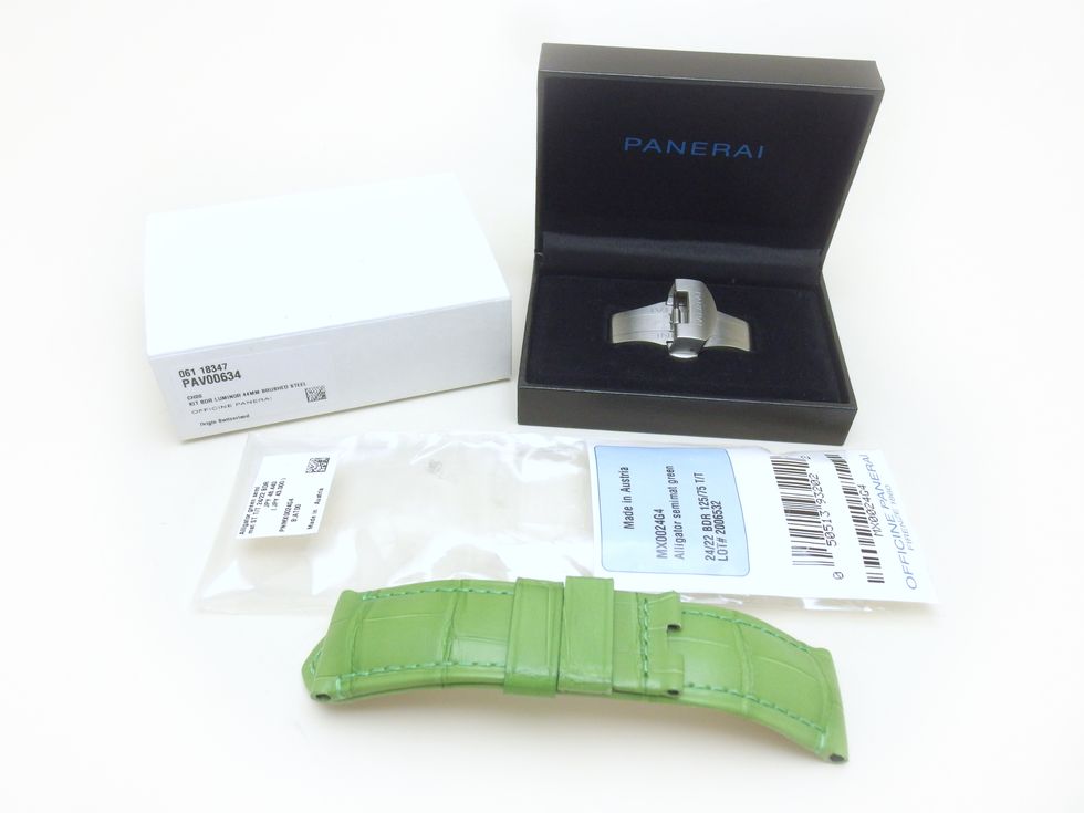 Panerai PAV00634 SS Deployant Buckle MX0024G4 Alligator Green Tone