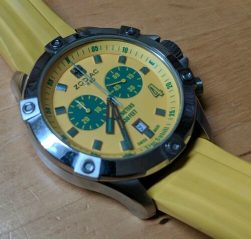 Zodiac All-Star Tim Cahill ZO6909 Yellow Diver Watch 1882 sea