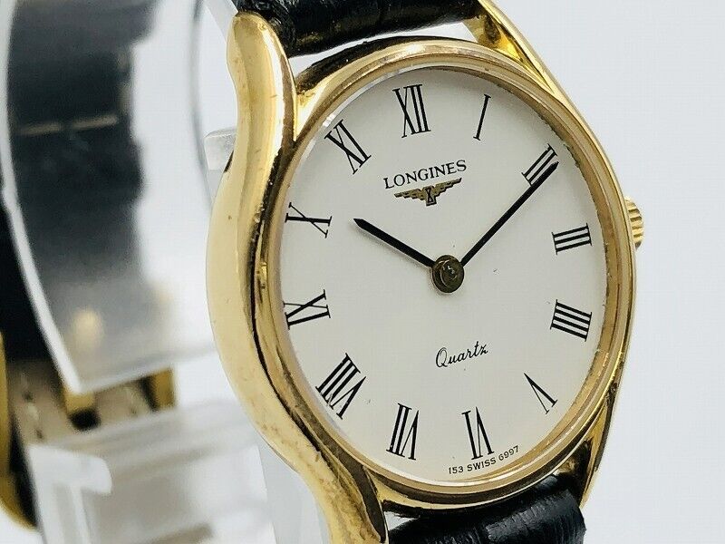 LONGINES Women s 153 6997 Quartz Watch St.Steel Gold Plated White