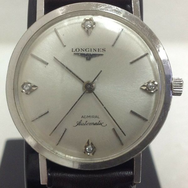 Vintage Longines Admiral 1200 Automatic 14k White Gold Diamond Dial Watch Watchcharts Marketplace 5782