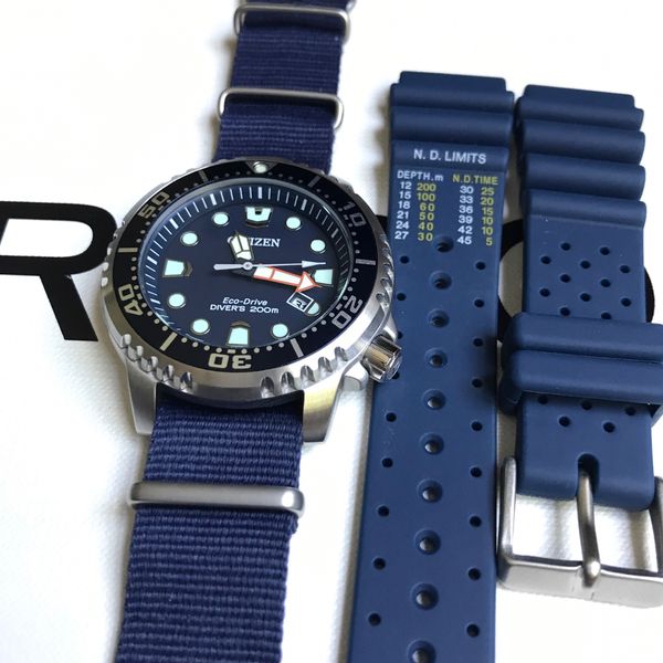 SOLD CITIZEN PROMASTER ECODRIVE BN015109L + blue nato WatchCharts