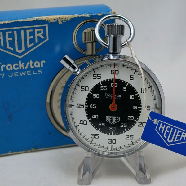 Heuer Trackstar 652.301 7 Jewels Stop Watch Mint Cond. in Box with