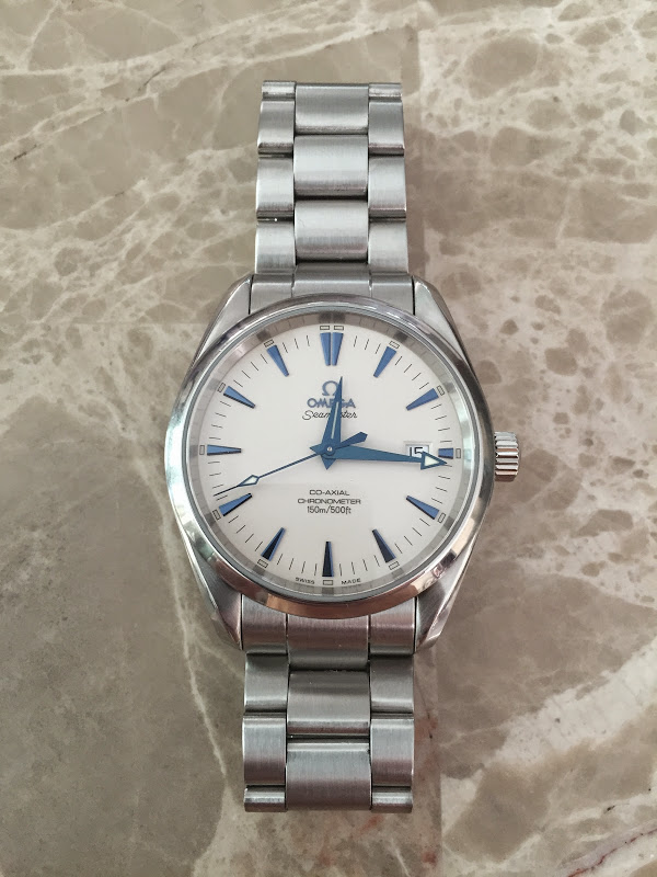 SOLD Omega Aqua Terra 2503.33.00 Silver Dial Blue Markers