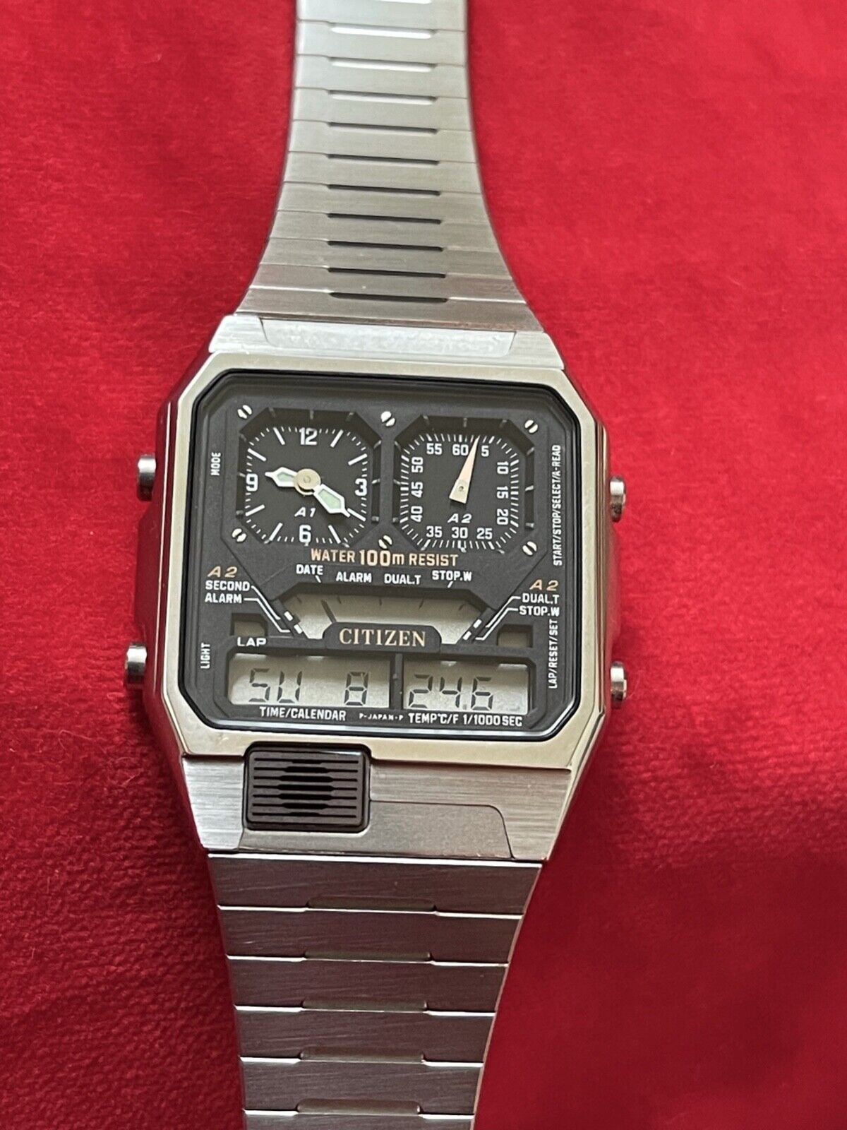 New Old Stock 1980s SS vintage Citizen 8984 Ana Digi Temp New Old Stock 1980s SS vintage Citizen 8984 Ana Digi Temp