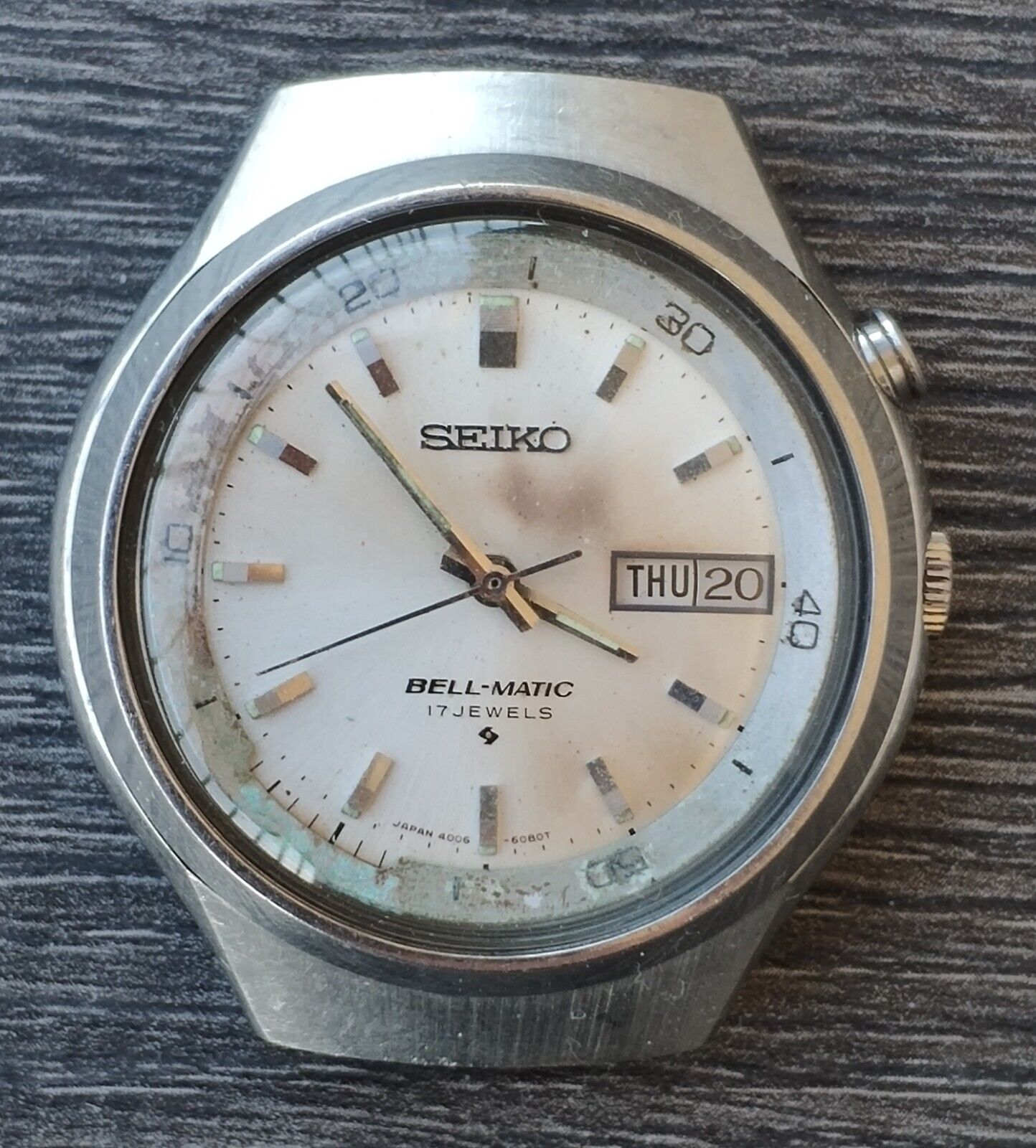 Fond De Boîte (case Back) Pour Montre Seiko 5 - Référence 4006-6060, Acier Inoxydable, Occasion