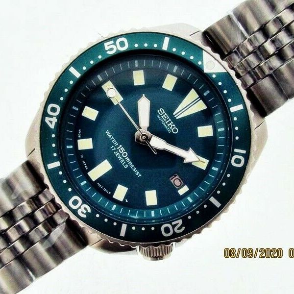 93' SEIKO 7002 7000 SS MENS DIVE 340614 GREEN HULK EU SHIP SERVICED ...